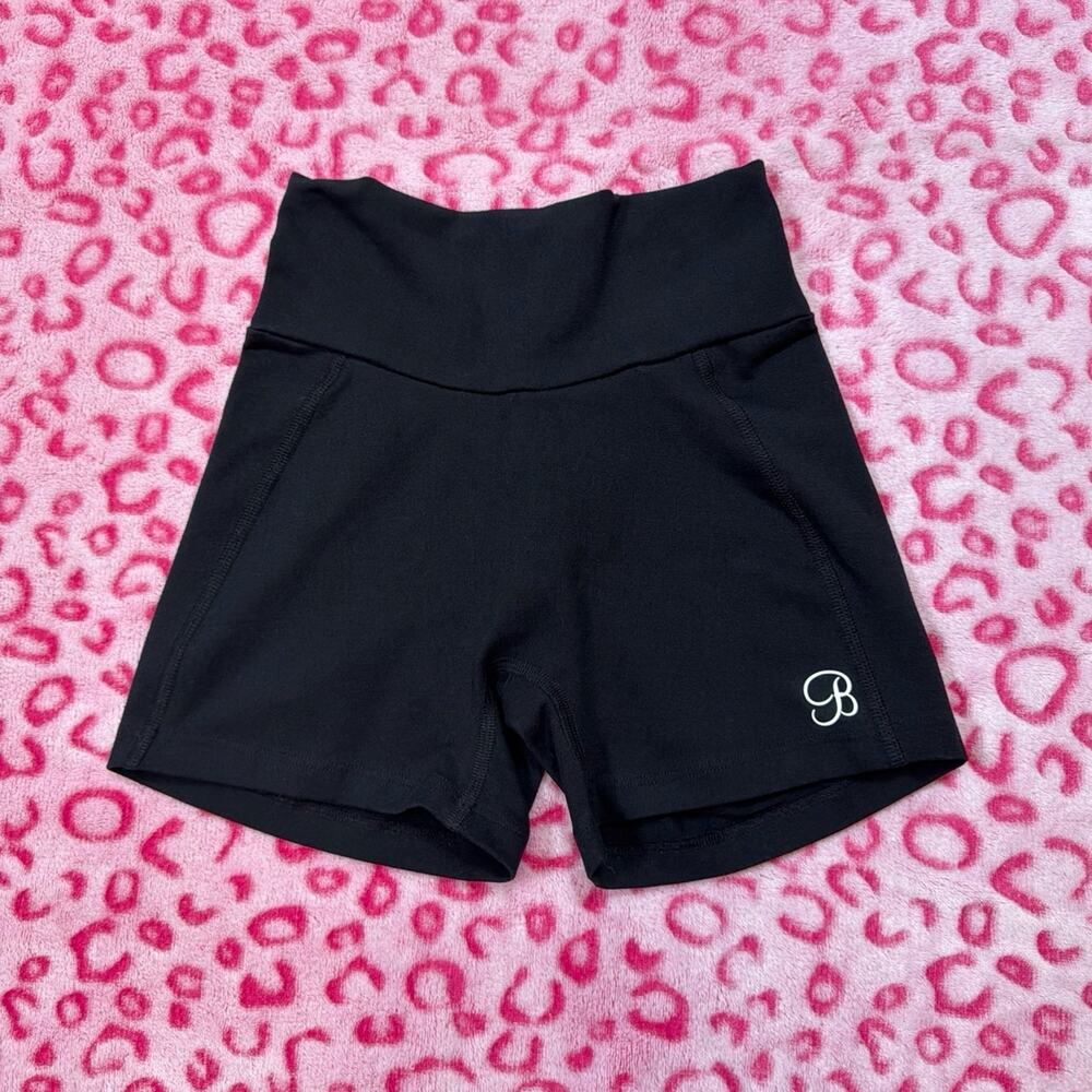 Bombshell Sportswear Black Straight Up High Waist Scrunch Shorts Size XS
